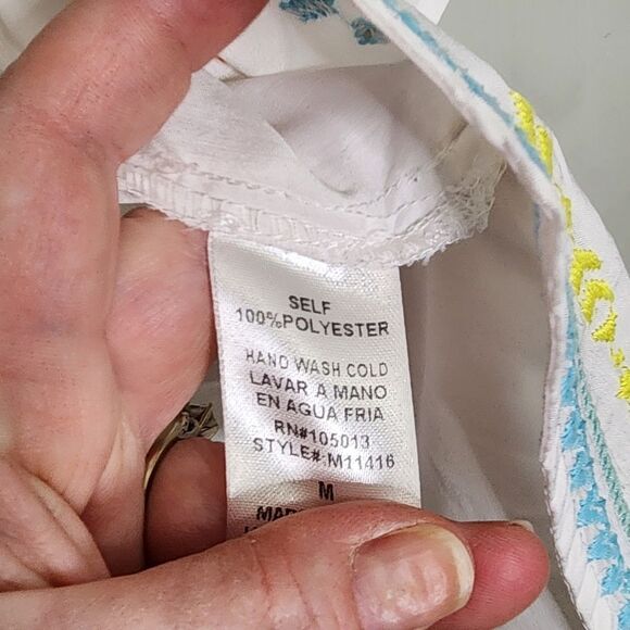 Andree' Kimono White Floral Embroidered Open Front Boho Cottagecore Western M - Picture 6 of 6